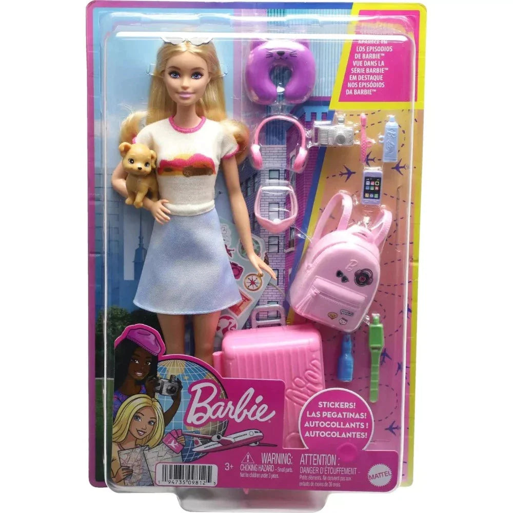 Original Barbie Doll and Accessories Travel Set With Puppy