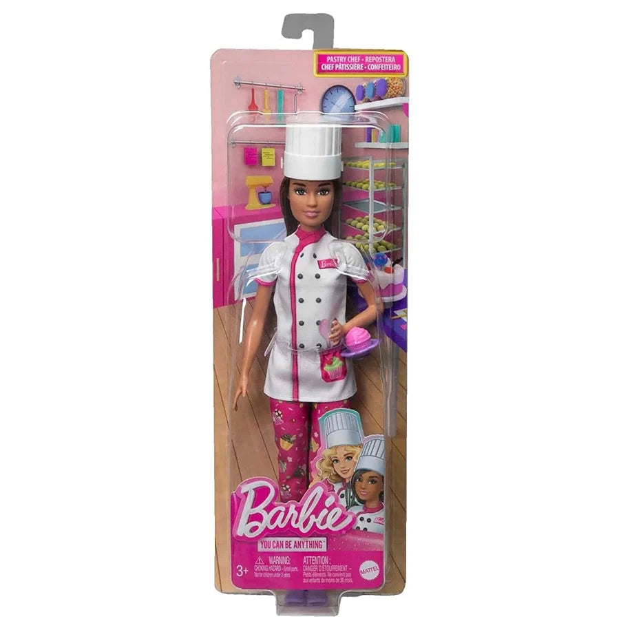 Original 3 in 1 Barbie Doll & Accessories (Pastry Chef Doll with Hat, and Cake Slice)