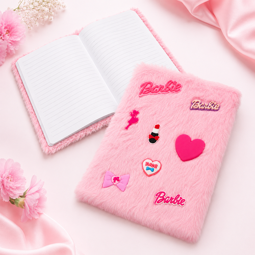 Cute Pink Faux Fur Diary with Charms
