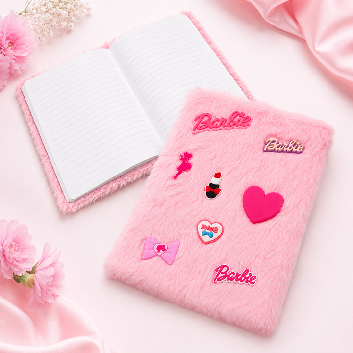 Cute Pink Faux Fur Diary with Charms