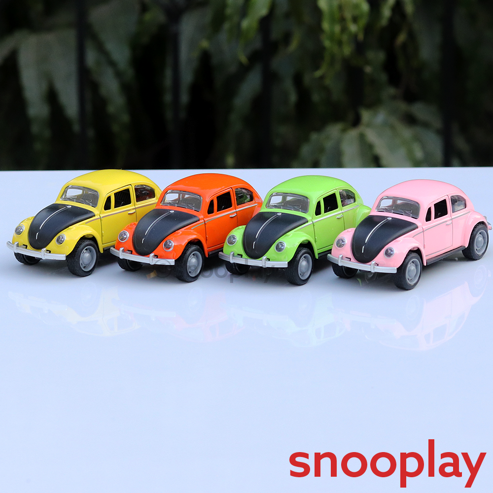 Resembling WV Beetle Diecast Car - Pullback, Openable Doors/Bonnet, Light & Music | 1:32 Scale (3 Years till Grown Ups) | Assorted Colours