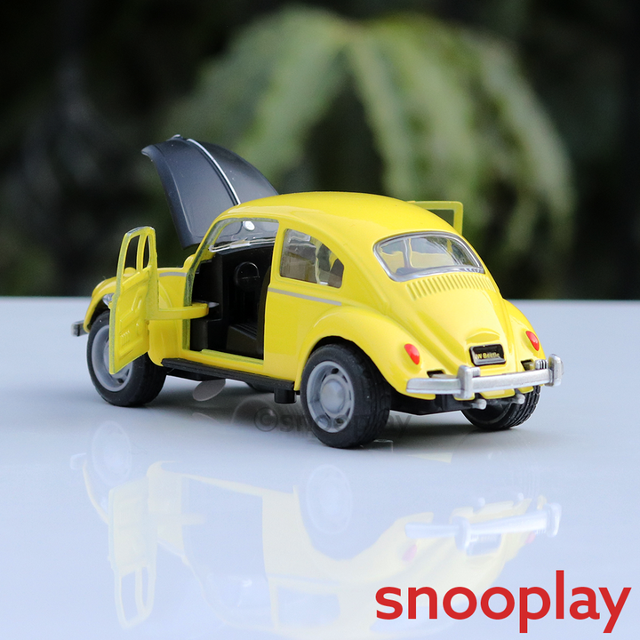 Resembling WV Beetle Diecast Car - Pullback, Openable Doors/Bonnet, Light & Music | 1:32 Scale (3 Years till Grown Ups) | Assorted Colours