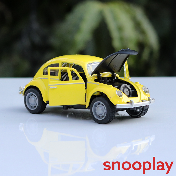 Resembling WV Beetle Diecast Car - Pullback, Openable Doors/Bonnet, Light & Music | 1:32 Scale (3 Years till Grown Ups) | Assorted Colours