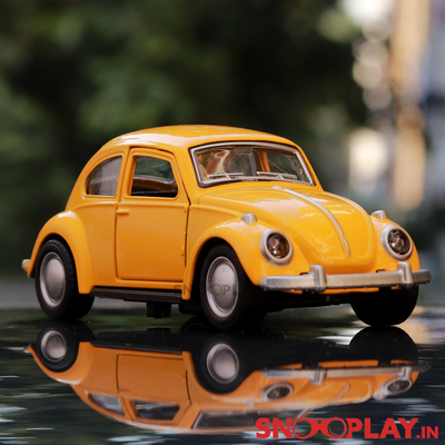 Vintage Diecast Car Scale Model resembling Volkswagen Beetle - Yellow | Minor Defect Sale | COD Not Available