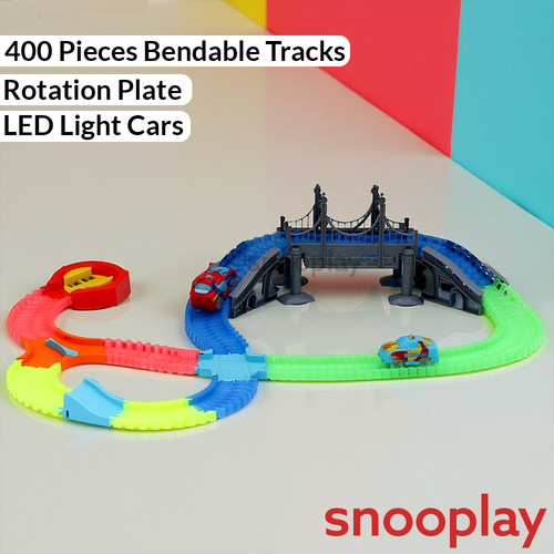 Rowan 400 Pieces Bendable Car Track Set - Build & Go Dynamic Racing Fun (3-8 Years)