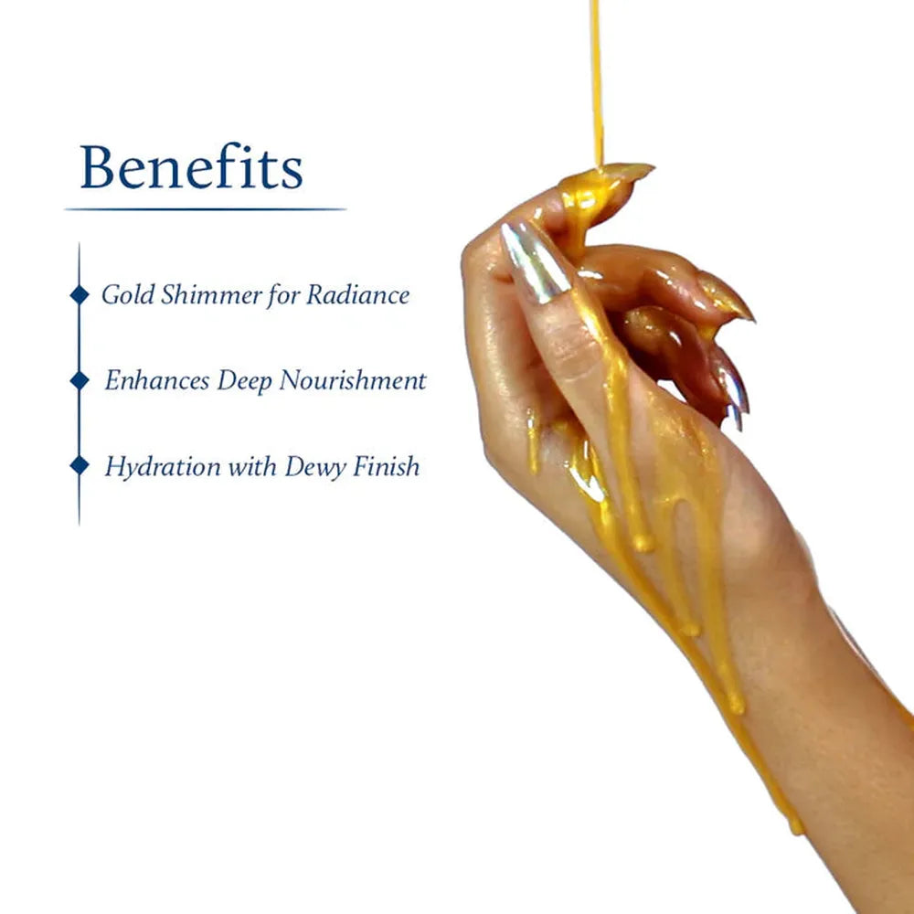 Blue Nectar Gold Shimmer Body Oil with Swarna Bhasma for Glowing Skin (16 Herbs) - 100ml