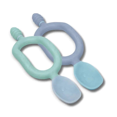 Multi Stage Baby Weaning Spoon and Dipper Mint & Blue (Pack of 2)