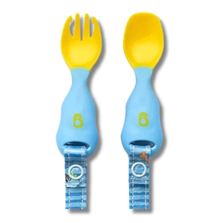 Handi Cutlery- Attachable Weaning Cutlery Set (Speedy Dinos Turquoise)