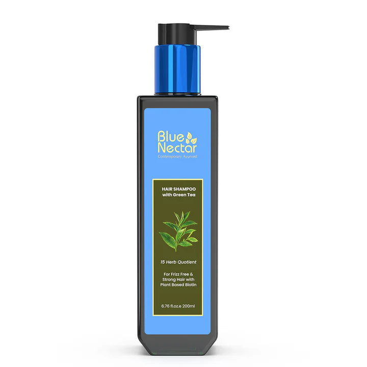 Blue Nectar Anti Frizz Shampoo for Dry & Frizzy Hair | Plant Based Biotin Shampoo (15 Herbs) - 200ml