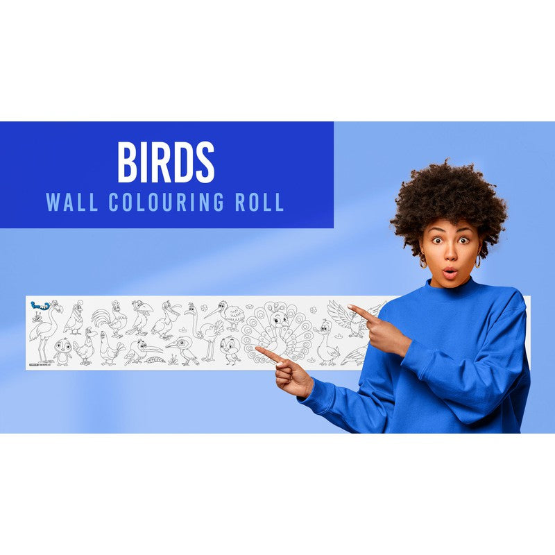 Birds Reusable Wall Colouring Roll For Kids (6 Inch)