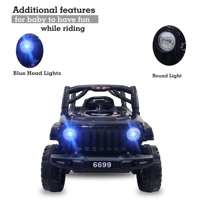 Ride-on Battery Operated and Remote Controlled Balck Jeep Car | 2 Modes | COD not Available
