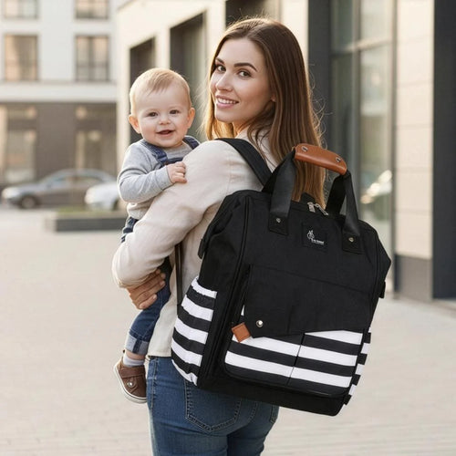 R for Rabbit Caramello Delight Smart Diaper Backpack Bag - Black Stripes
