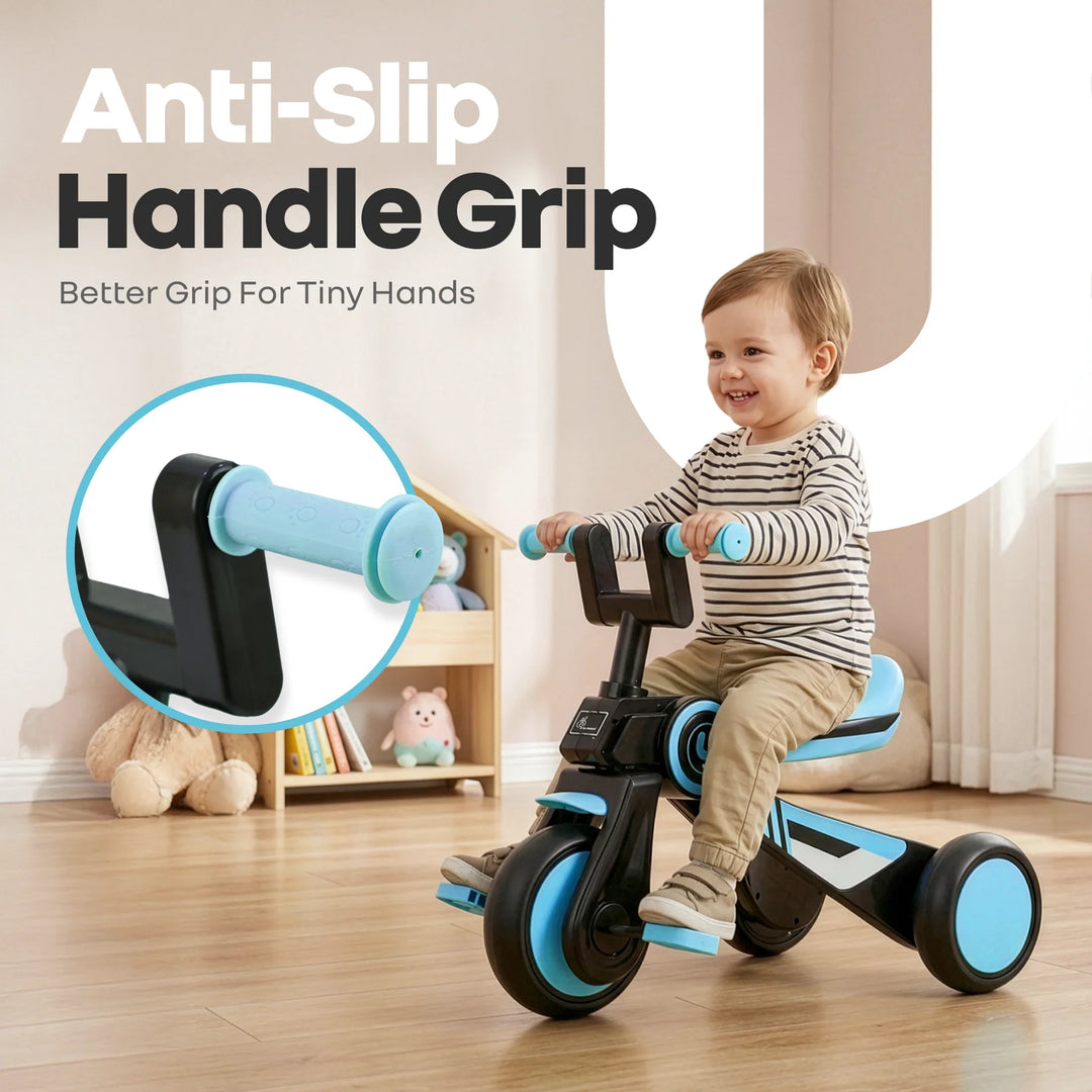 R for Rabbit Tiny Toes Y Ace Kids Tricycle – Blue Black | BIS Certified & Sturdy Frame | Anti-Slip Handlebars & Comfortable Seat