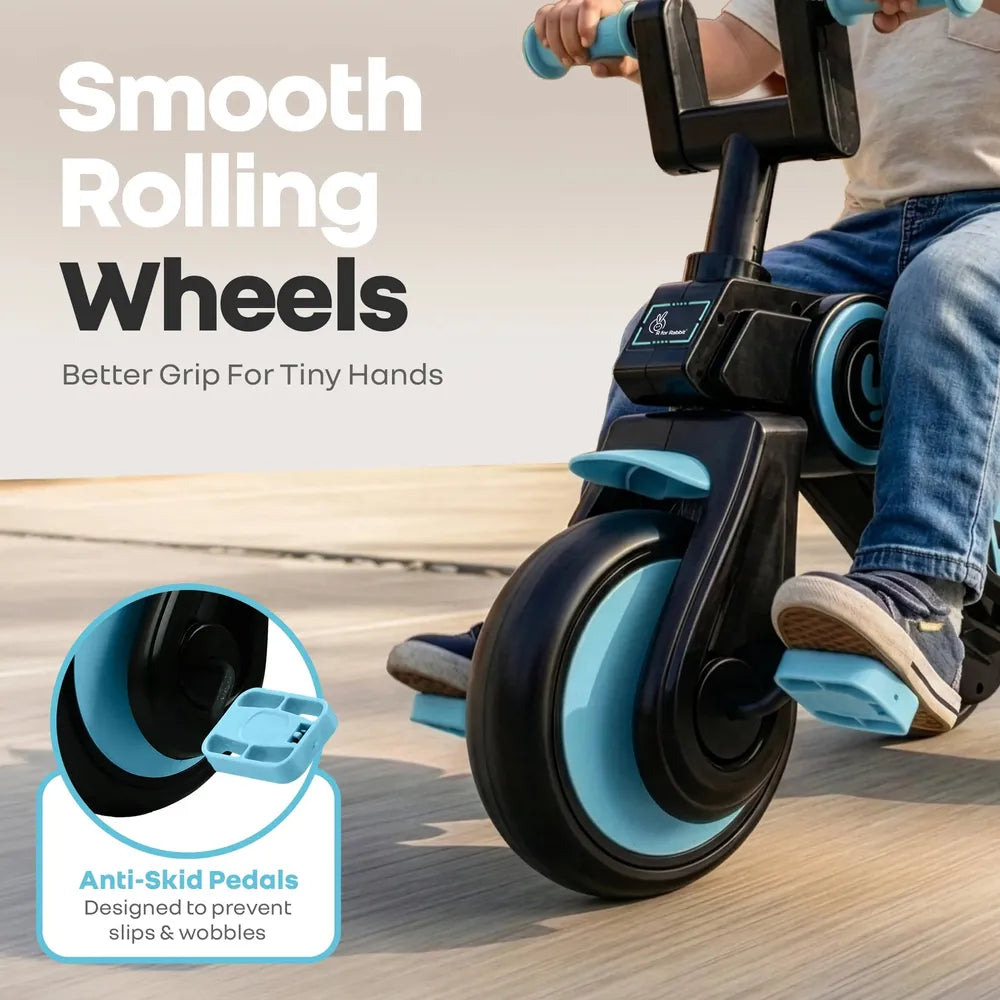 R for Rabbit Tiny Toes Y Ace Kids Tricycle – Blue Black | BIS Certified & Sturdy Frame | Anti-Slip Handlebars & Comfortable Seat