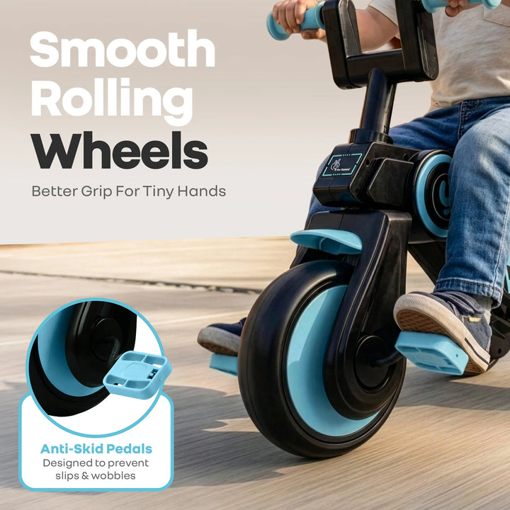 R for Rabbit Tiny Toes Y Ace Kids Tricycle – Blue Black | BIS Certified & Sturdy Frame | Anti-Slip Handlebars & Comfortable Seat