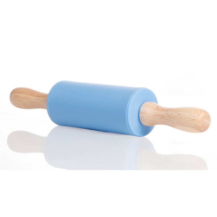 Silicone Rolling Pin with Wooden Handle - Blue