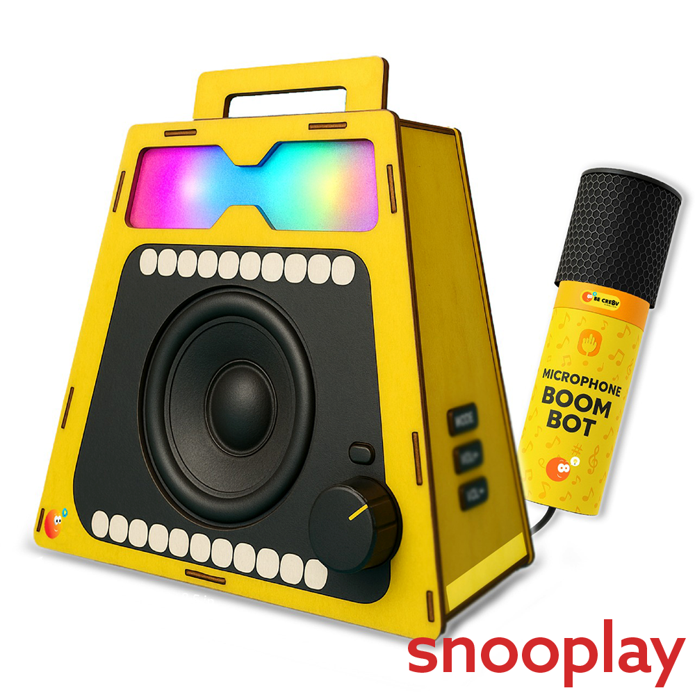 BE CRE8V DIY BOOM BOT Bluetooth Speaker Kit - Build, Learn & Rock Your Beats with Mic, Light Show, Bluetooth & Music App (8-16 Years)