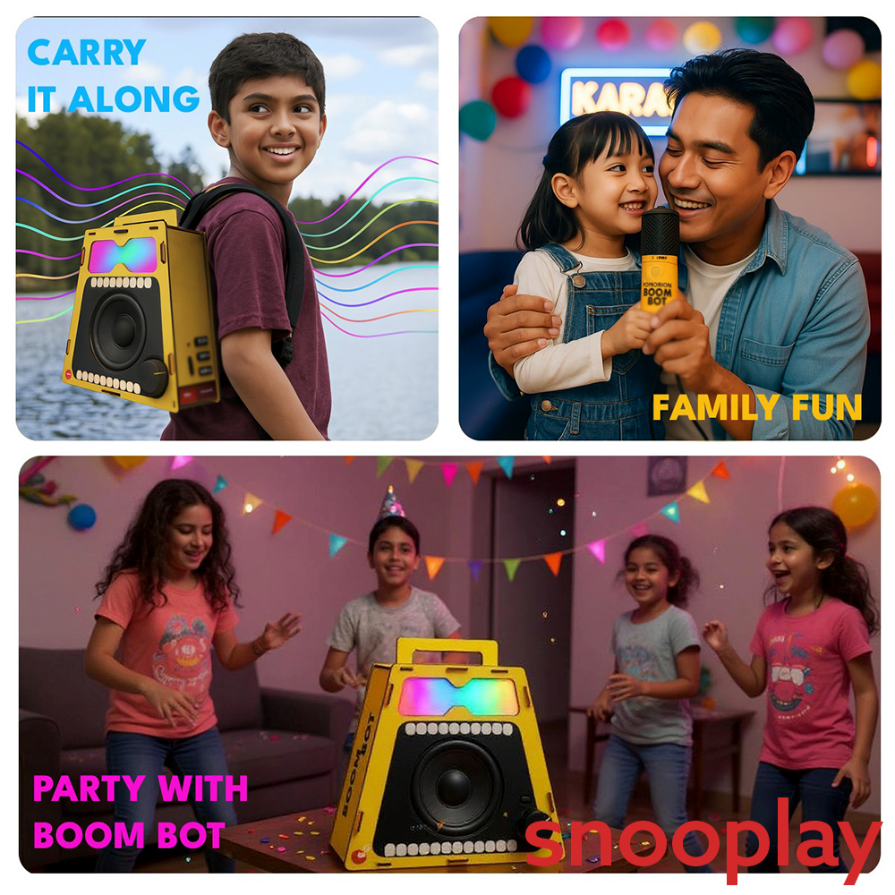 BE CRE8V DIY BOOM BOT Bluetooth Speaker Kit - Build, Learn & Rock Your Beats with Mic, Light Show, Bluetooth & Music App (8-16 Years)