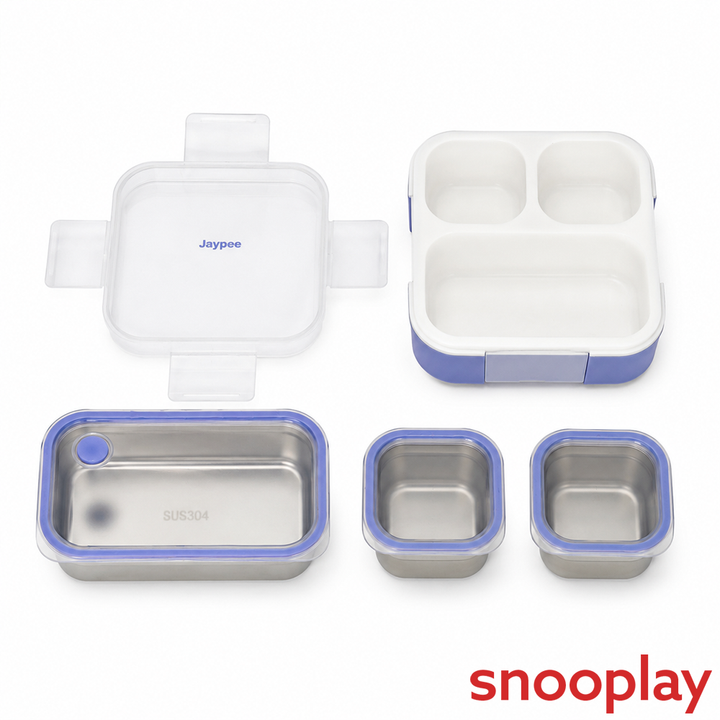 Jaypee Boxi 3 Section Insulated Lunch Box | Total Capacity - 750ml | Violet