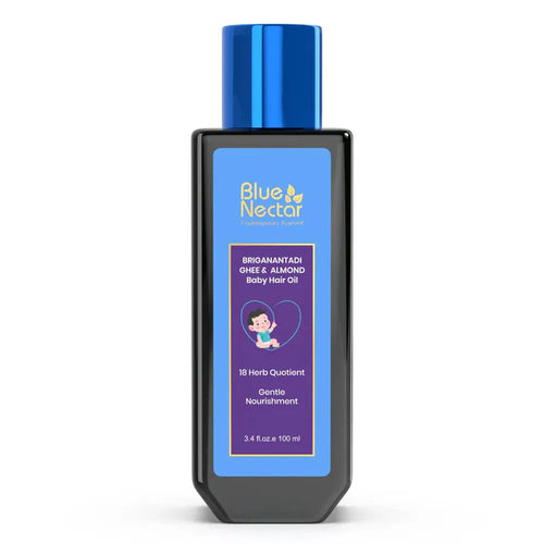 Blue Nectar Baby Hair Oil with Ghee for Nourishment and Baby Hair Growth (18 Herbs) - 100ml