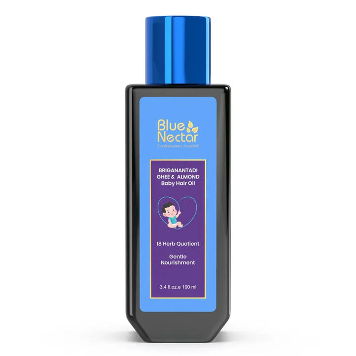 Blue Nectar Baby Hair Oil with Ghee for Nourishment and Baby Hair Growth (18 Herbs) - 100ml