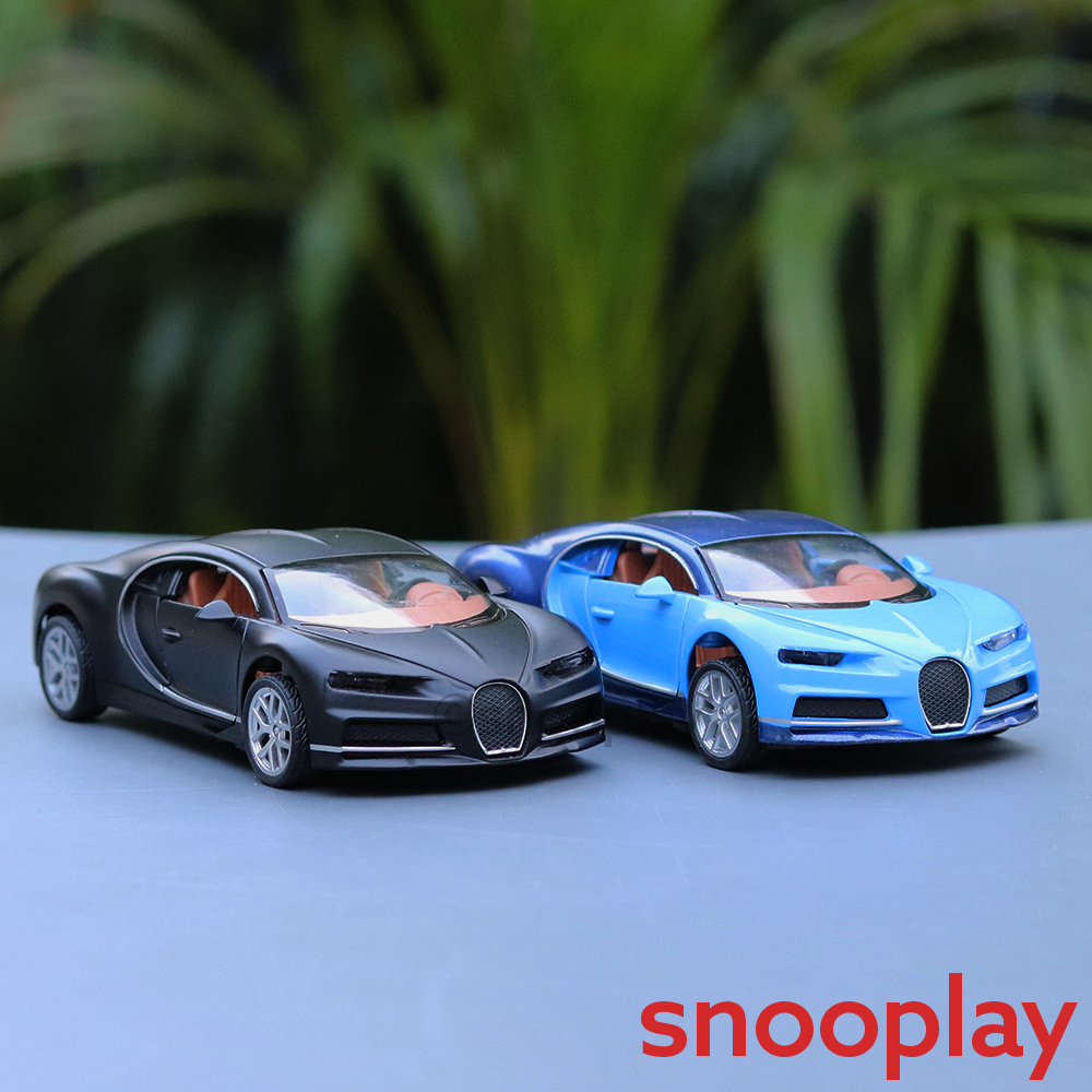 Diecast Metal Car resembling Bugatti with Openable doors and Pull back Feature (Assorted Colours)