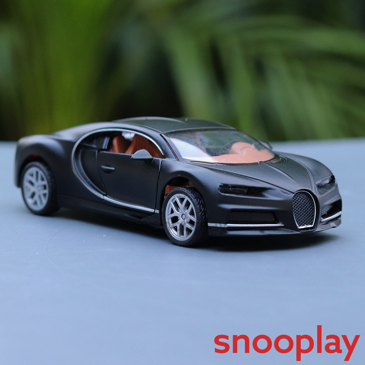 Diecast Metal Car resembling Bugatti with Openable doors and Pull back Feature (Assorted Colours)