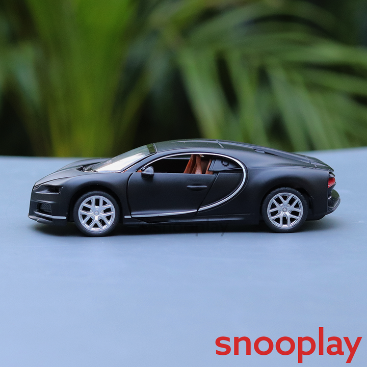 Diecast Metal Car resembling Bugatti with Openable doors and Pull back Feature (Assorted Colours)