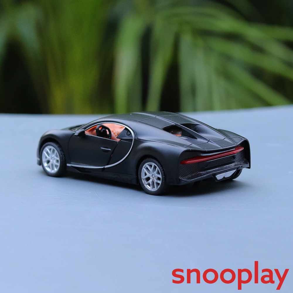 Diecast Metal Car resembling Bugatti with Openable doors and Pull back Feature (Assorted Colours)