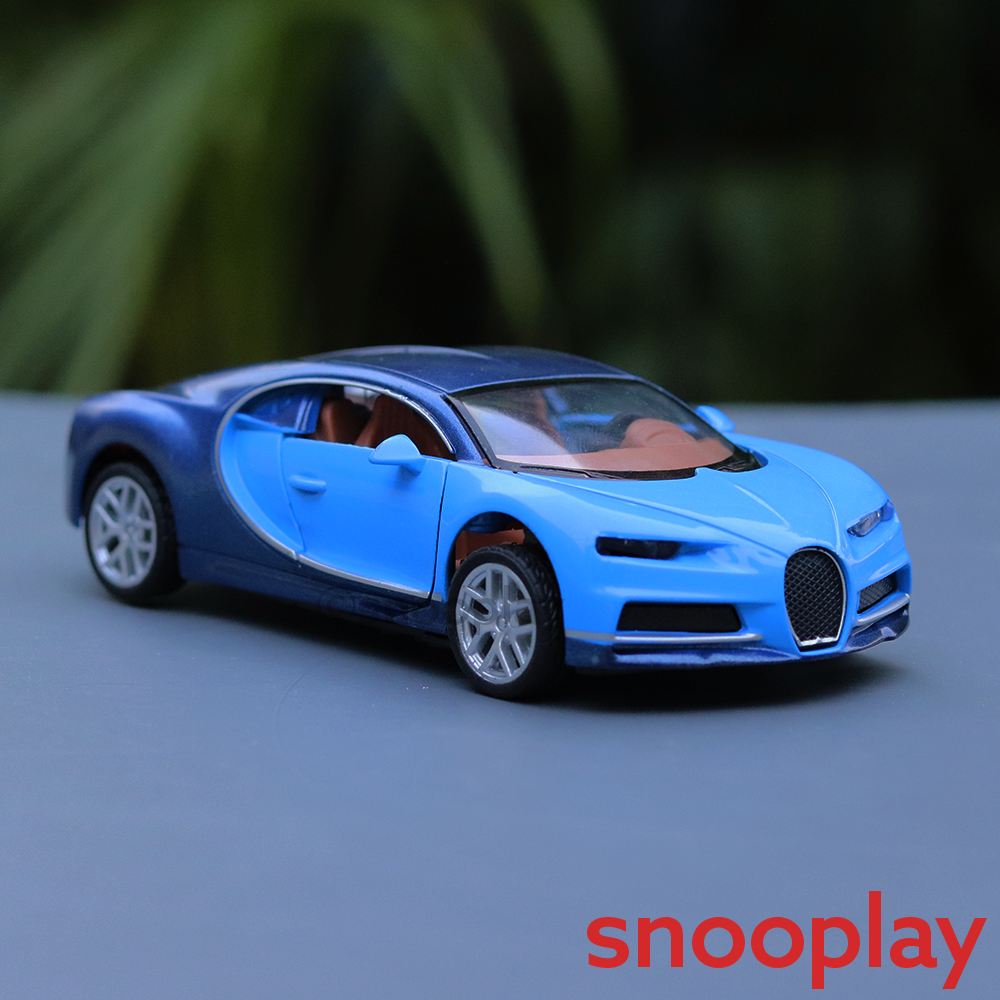 Diecast Metal Car resembling Bugatti with Openable doors and Pull back Feature (Assorted Colours)