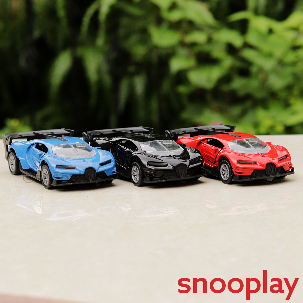 Diecast Resembling Bugatti Pull Back Car | 1:32 Scale Model | Assorted Colors