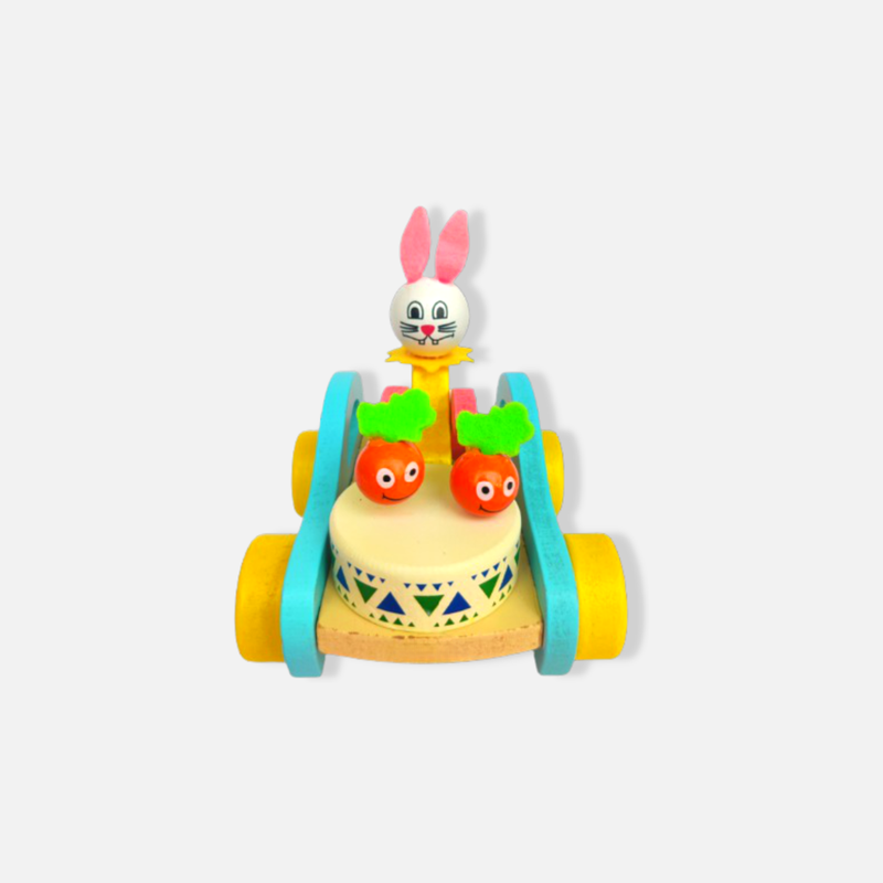 Bunny Drummer Push and Pull Car Toy