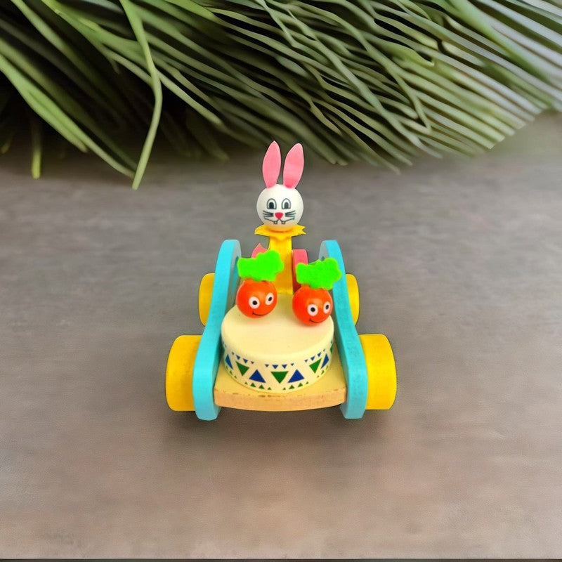 Bunny Drummer Push and Pull Car Toy