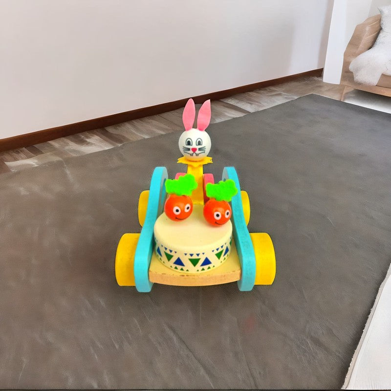 Bunny Drummer Push and Pull Car Toy