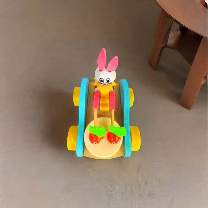 Bunny Drummer Push and Pull Car Toy