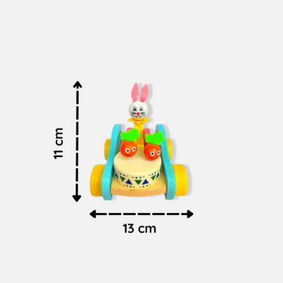 Bunny Drummer Push and Pull Car Toy