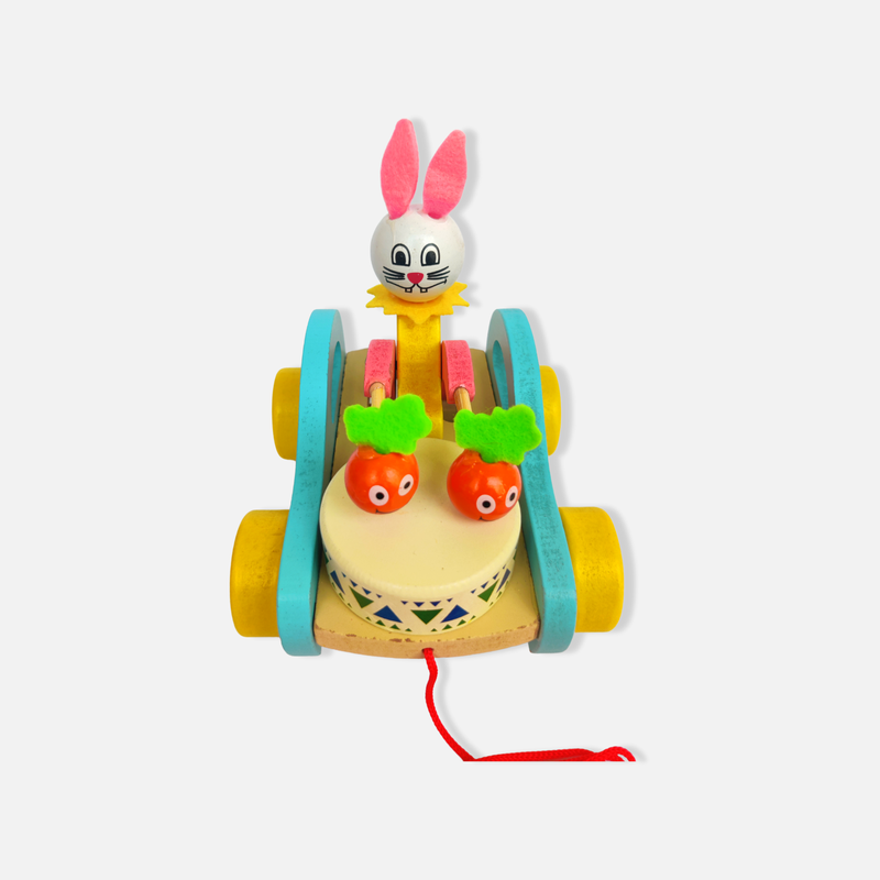 Bunny Drummer Push and Pull Car Toy