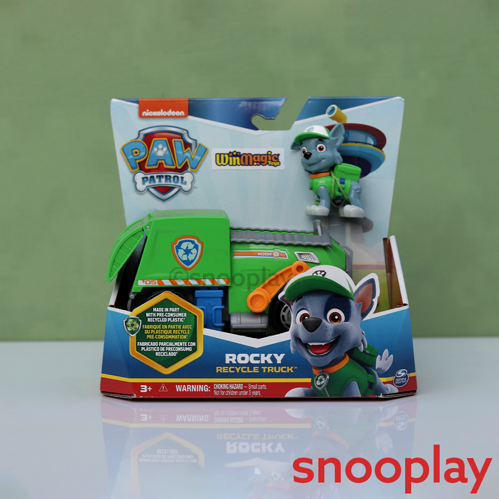 Win Magic Original Paw Patrol Rocky Recycle Truck with Collectible Figure (3-10 Years)