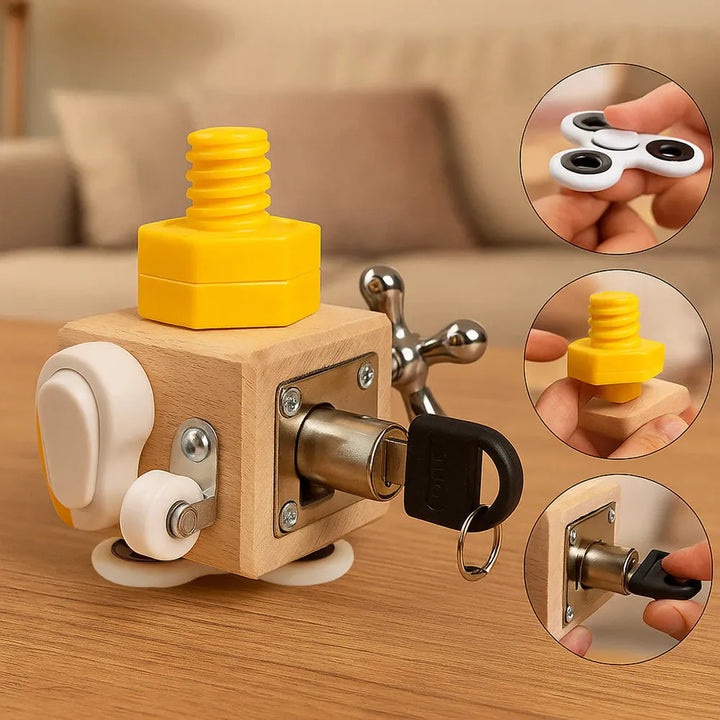 Kidology Busy Cube Wooden Activity Fidget Toy