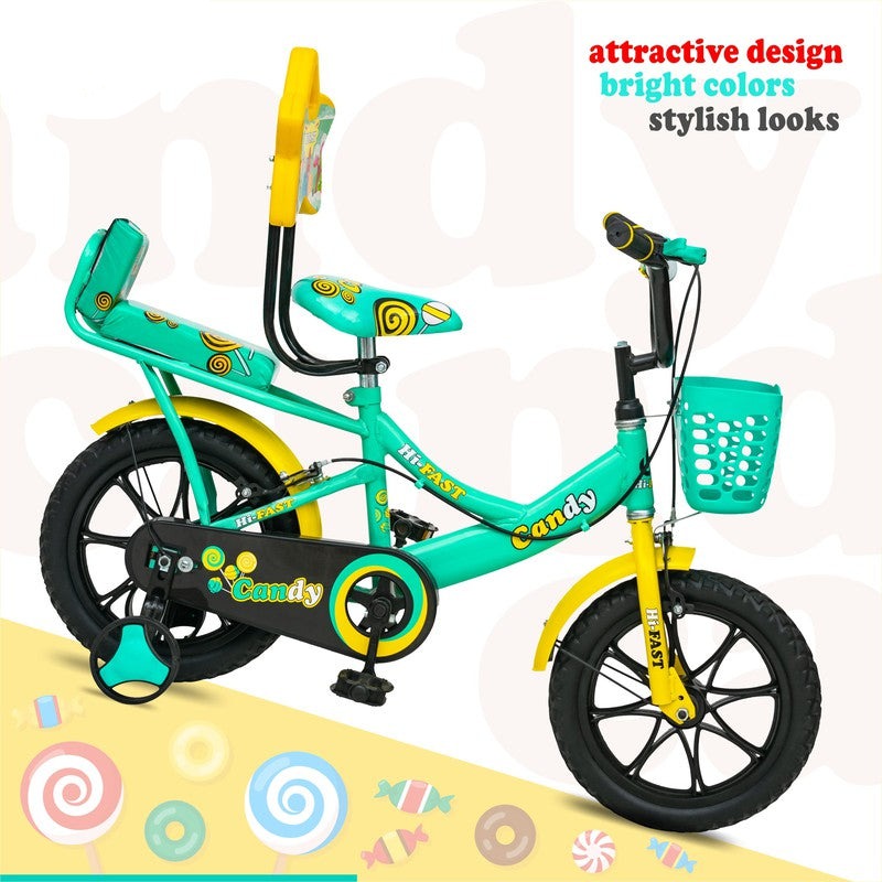 14 inch Sports Kids Cycle with Training Wheels (N Green) - COD Not Available