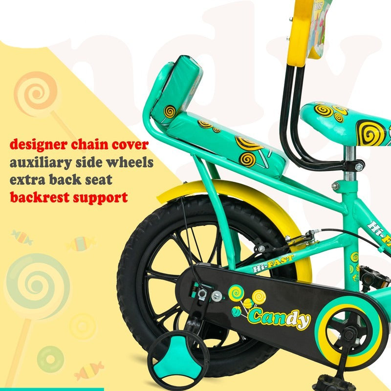 14 inch Sports Kids Cycle with Training Wheels (N Green) - COD Not Available