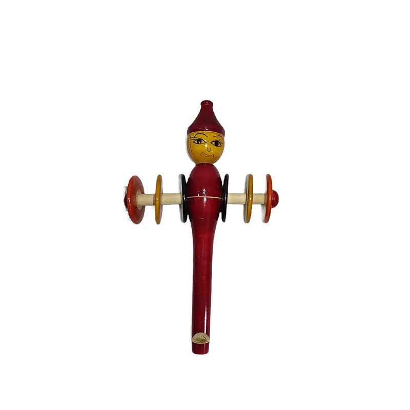 Wooden BPA Free Indian Traditional Whistle Man 2-in 1Rattle for Kids