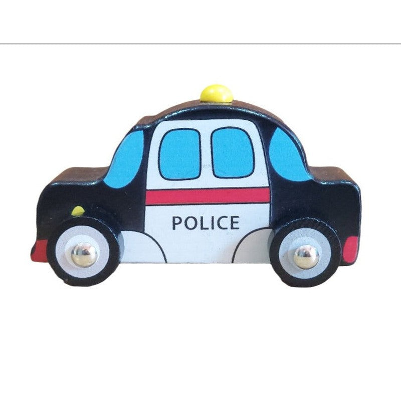 Wooden Pull/Push Along Toy Car for Kids (Police Car)