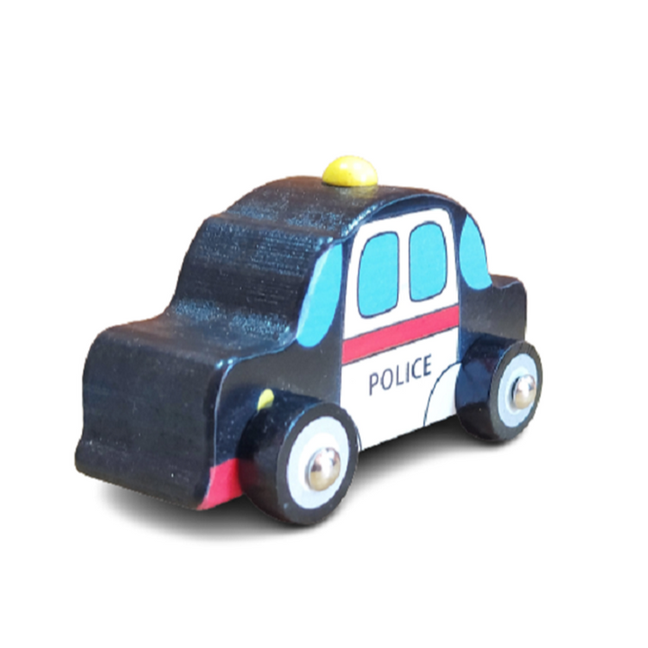 Wooden Pull/Push Along Toy Car for Kids (Police Car)