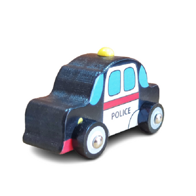 Wooden Pull/Push Along Toy Car for Kids (Police Car)