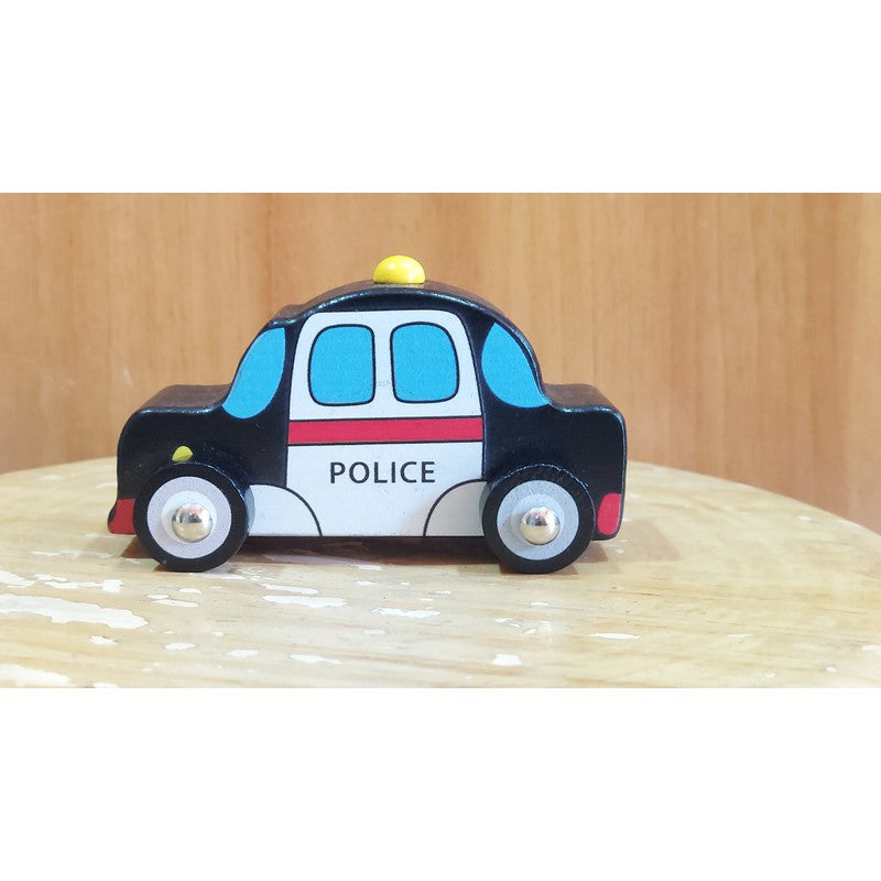 Wooden Pull/Push Along Toy Car for Kids (Police Car)