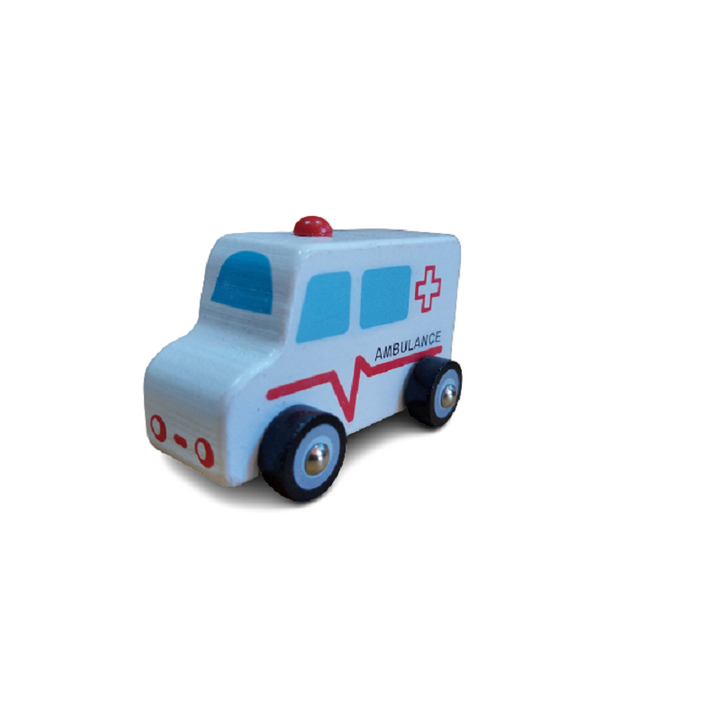 Wooden Pull/Push Along Toy Car for Kids (Ambulance)