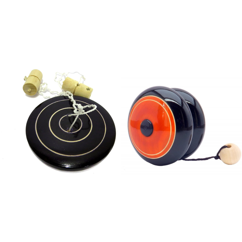 Kid's Multi-Color Bhingri Hand Spinning Classic Novelty Wooden Toy (Set of 2)