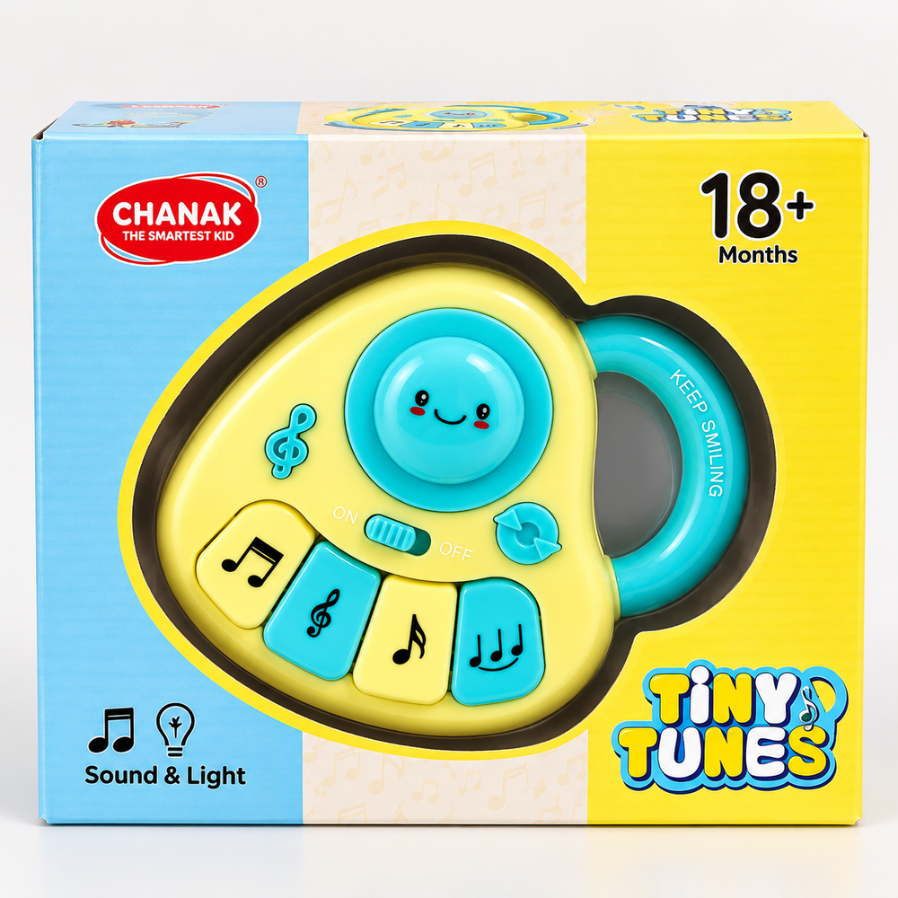 Chanak Tiny Tunes Baby Piano Musical Toy | 4 Keys, 31 Melodies with Flashing Lights |  6-12 Months
