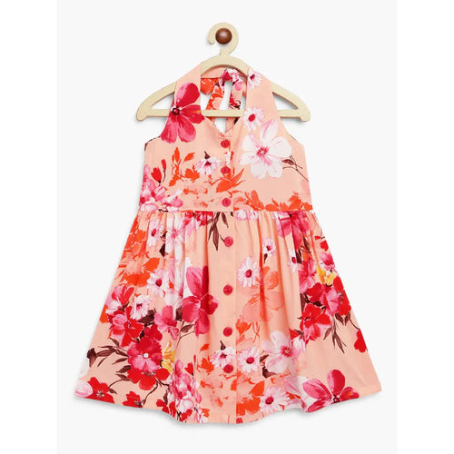 Campana Cheryl Halter Neck Dress - Hawaiian Print | Pink